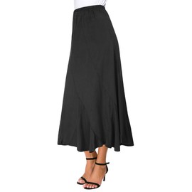 Urban CoCo Women's Vintage Elastic Waist A-Line Long Midi Skirt (2XL, Black)