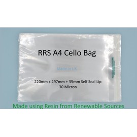 celloexpress RRS C6-120mm x 162mm + 25mm Self Seal Lip - 30 Micron Clear Renewably Sourced Resin Cellophane - Small Cello - Pack of 500