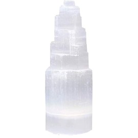 Himalayan Natural Selenite Crystal Selenium Skyscraper Tower Home Decoration Meditation Stone Gypsum Tower for Reiki Healing (15cm-1pcs)