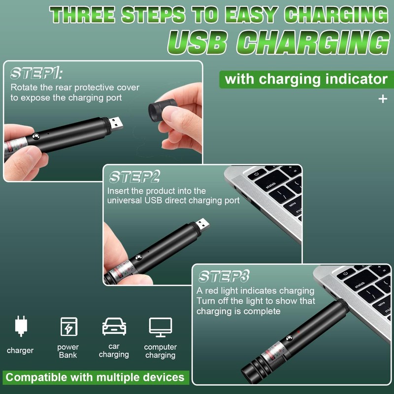 LUEIIN Long Range Laser Pointer 10000 Feet Visible Beam,USB Rechargeable