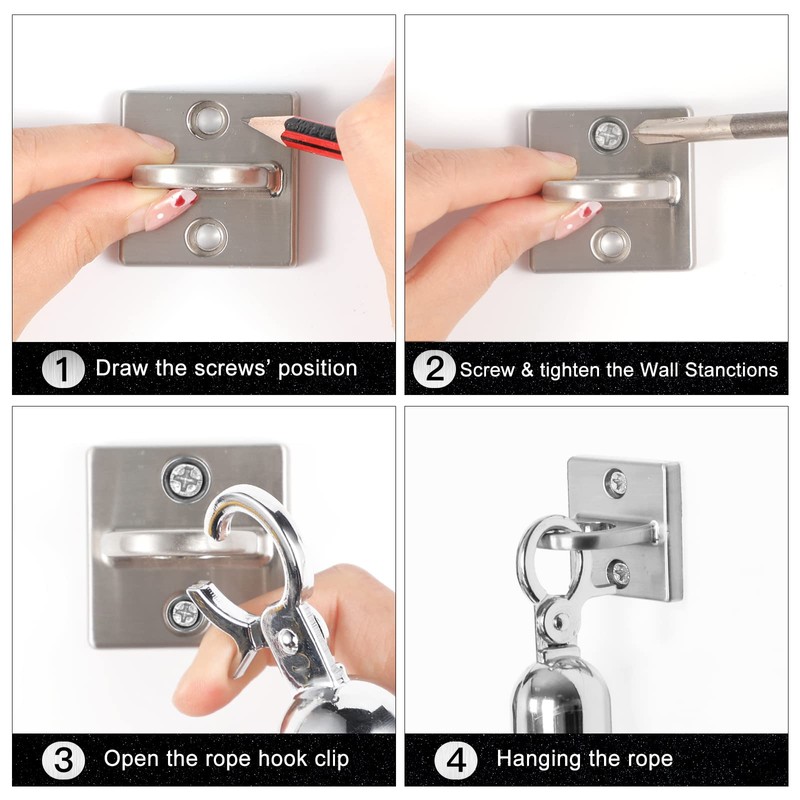 4 Pcs Wall Screw Mount Crowd Control stanchions Safety barriers