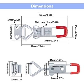 CYEER GH-4001 Stainless Steel Tension Clasps, 150 kg/330 lbs Box Closure, Small, Toggle Lever Tensioner, Side Wall Closure, Lever Box Lock for Door Cupboard, Box, Case Box, Toolbox, Drawer, Pack of 20