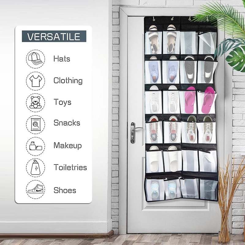 Janifaca Minimalist Over the Door Shoe Organiser, 24 Mesh Pockets,