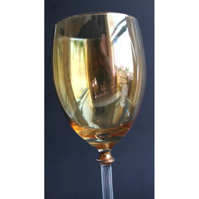 Cristalleria F.lli Fumo ITALY Amber Gold Wine Glass hand made