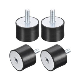 sourcing map Rubber Mounts 4pcs M8 Male/Female Vibration Isolator Shock Absorber D40mmxH30mm, for Garage Motor Air Compressor Car Boat Bobbins