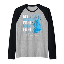 Light Blue Ribbon Sister in law Lymphedema Awareness Raglan Baseball Tee
