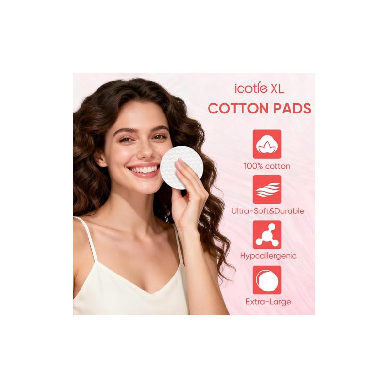 ICOTLE 200 rondas grandes de algodón, almohadillas de algodón 100%