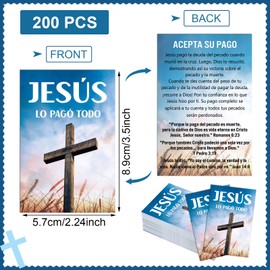 Noveread 200 Pcs Spanish Gospel Tract Card Salvation Cards Pocket Holy Postcards Prayer Postcards Christian Inspirational Bible Verses for Christian Gifts Women Men (Cruz, Jesús Lo Pagó Todo)