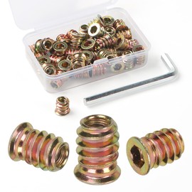 BOUMVID Screw-in Nuts M6 x 10, Pack of 40 Screw-In Sleeves Thread Inserts Zinc, Screw Sleeve Wood Alloy Thread Insert Impact Nut Hexagon Socket Screw Thread Nuts for Wooden Furniture