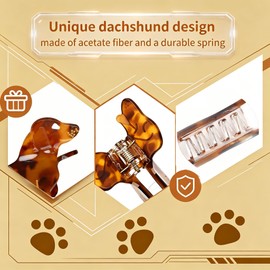 Cute Dachshund Hair Clips for Women - Acetate Fiber Weiner Dog Hair Claw Clips, Perfect Dachshund Gifts for Women, Stylish Weiner Dog Accessories