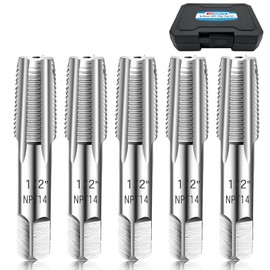 5-Piece NPT Pipe Tap Set, 1/2" NPT Tap Set Carbon Steel Hand Threading Plumbing Tap Set for Accurate Threads, Assorted Plumbers Mechanics DIY Thread Cutting Tools.