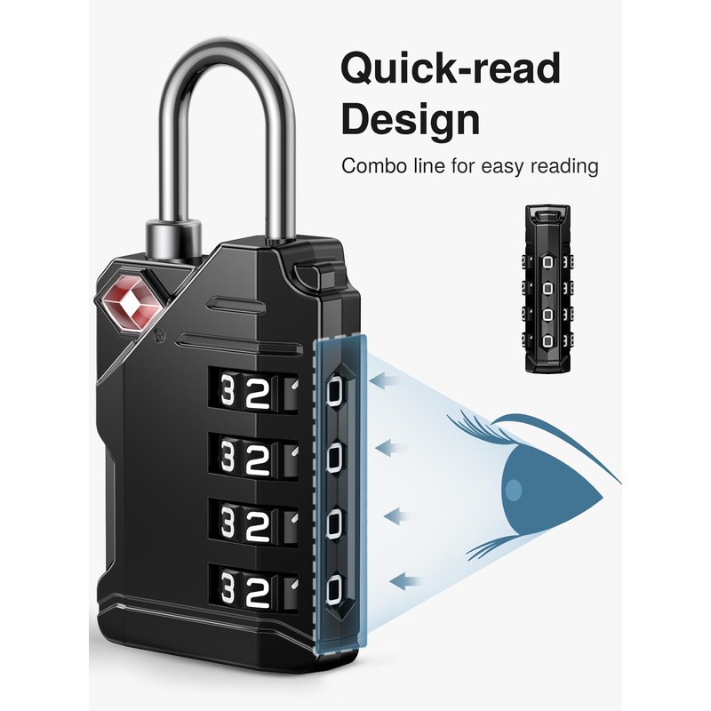 Puroma TSA Approved Travel Luggage Locks, 2 Pack Black 4