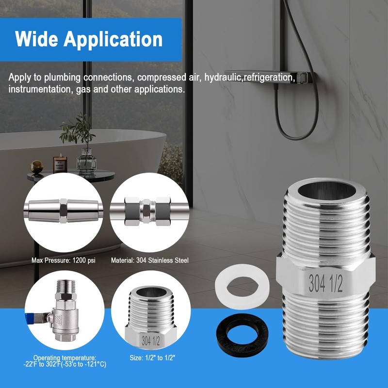 Shower Hose Adapter-Shower Hose Extension, 1/2 to 1/2 Shower Head