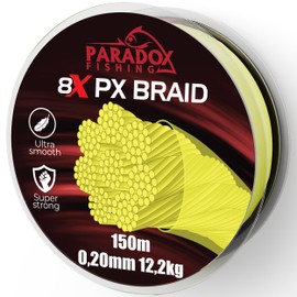Paradox Fishing 8 x PX Braided Fishing Line 150 m 0.20 mm 12.2 kg - Braided Fishing Line - Tight Braided - Perfect for Spin Fishing for Pike