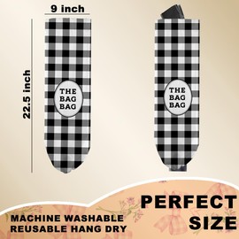 CQM Black White Buffalo Check Plaid Plastic Bag Holder for Kitchen Essentials, Wall Mount Grocery Bag Holder for Plastic Bags, Minimalist Reusable Grocery Bags Storage Dispenser for Home Kitchen