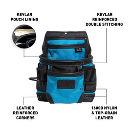 OX Tools Ultimate 10 Pocket Leather & Nylon Fastener Pouch, Top-Grain Leather & Kevlar Reinforcements