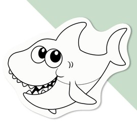 4 x Small 50mm 'Cute Cartoon Shark' Permanent Sticker Decals for Cars/Windows/Bins/Walls etc (DW00118088)