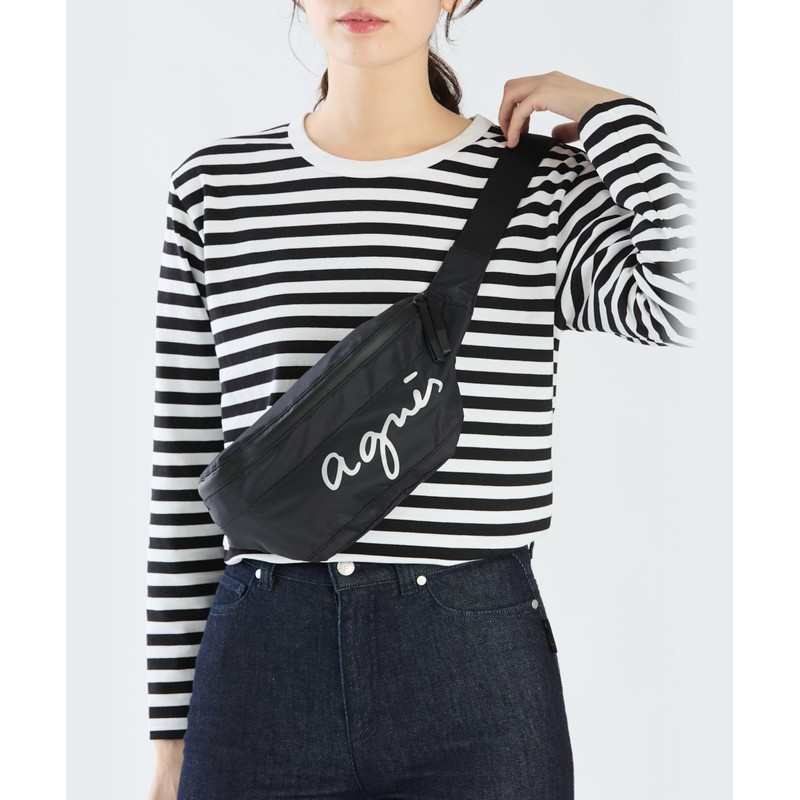 agnes b XAH03-04 Unisex Waist Pouch, Black