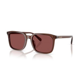 COACH Men's HC8411U Universal Fit Square Sunglasses, Transparent Mahogany/Wine Solid, 55 mm