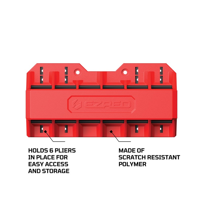 EZRED EZPH6 Magnetic Plier Holder Red, Holds 6 Pliers