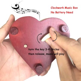 Fur Elise Windup Music Box, Heart Shaped Vintage Hollow Out Wood Mechanism YunSheng Movement Musical Gift for Christmas Birthday Lover Valentine's Day