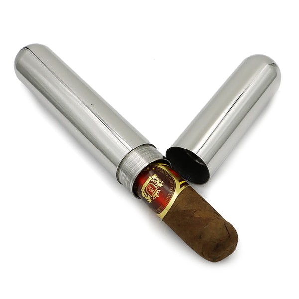 1Pcs Stainless Steel Cigar Case Cigar Tube Portable Carrying Cigar Holder for Travel