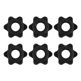 FONGKNOX 6PCS Dumbbell Plum Nuts, 25mm Star Lock Non-slip Barbell Clamp Black Plastic Dumbbell Hex Nuts for Barbell Bar