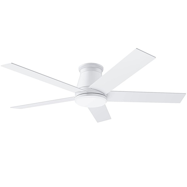 wurzee 52" Ceiling Fan with Light, White,6 Speeds DC Reversible