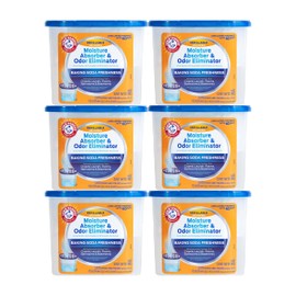 Arm & Hammer Fragrance Free Refillable Moisture Absorber and Odor Eliminator 14-Ounce Tub, 6-Pack, Attracts and Traps Excess Moisture for Fresher, Cleaner Air