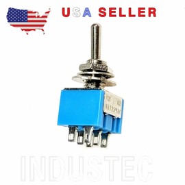 InduTec (1) 2 Position DPDT Mini Toggle Switch ON ON 6 Pins / Lug 125V AC 6A USA Seller