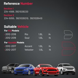 BDFHYK 2Pcs Oxygen Sensor Upstream Downstream O2, Compatible with 2012-2018 Kia Rio Soul 1.6L, 2012-2017 Hyundai Accent Veloster 1.6L, 234-4568 Replacement 1PCS + 234-5055 Replacement 1PCS