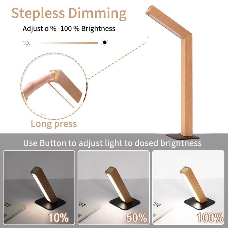 HBGFHG Wooden Desk Light ，Dimmable Desk Lamp for Home Office