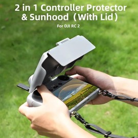 Mini 4 Pro 2 in 1 Sun Visor RC2 Remote Controller Sun Hood Shade Screen Protector Protective Shell Cover Joysticks Guard Sunshade for DJI Mini 4 Pro Air 3 RC 2 Drone Remote Control Accessories