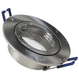 McShine Mounting Frame DL-54 | Round IP44 | Clip Closure | GU10, MR16 LED and Halogen Suitable | Wet Room for Bathroom, Kitchen, Outdoor Use | Brushed Stainless Steel