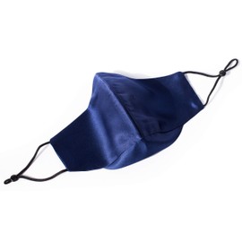 HABAC STUDIO - 100% Mulberry Silk Face Masks Reusable Black Face Masks Washable UK Face Covering for Women Mens Face Masks Silk Mask Nose Wire Adjustable Unisex Wedding Special Occasion. (Navy)