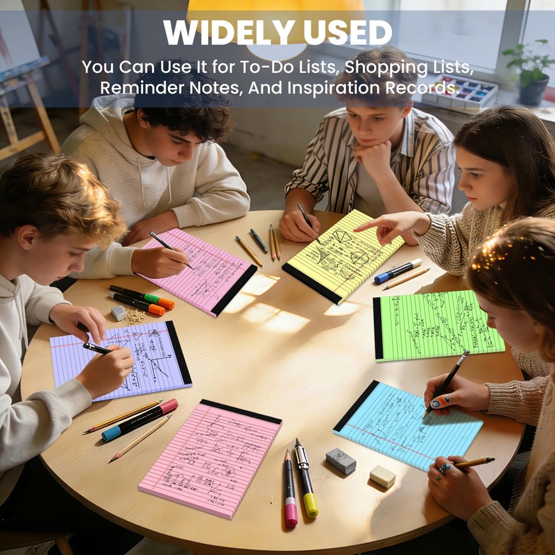 Ciphyfee 5pcs Small Note Pads, Colored Notepads 5x8 College Ruled