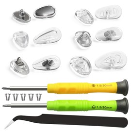 PTSLKHN Screw-in Eyeglass Nose Pads, Glasses Nose Pads Replacement Kit, 12 Pairs of Soft Silicone Nose Pads for Eye Glasses, Sunglasses and Presbyopes