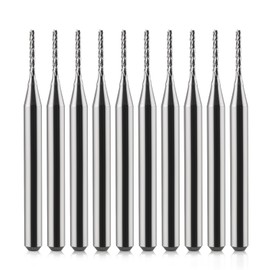 EU_HOZLY 3.175mm Carbide End Mill Engraving Bits CNC PCB Machinery 1.0mm Cutting Edge Pack Of 10