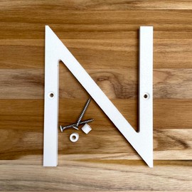 5 Inch Modern Plastic House Numbers and Letters with hardware included. Black and White Arrows, North South East West, Unit A B, No.- Dash, 1/2 (N, WHITE)