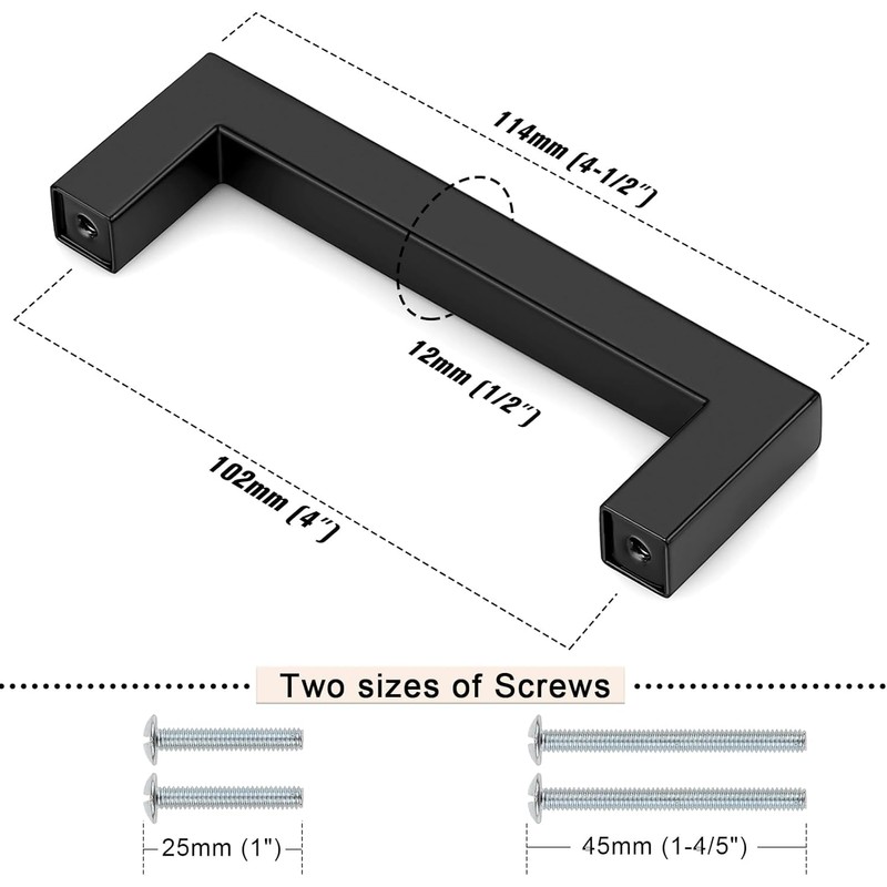Probrico Cabinet Handles Stainless Steel Kitchen Drawer Pulls Square Bar