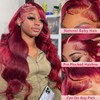 200% Density 32Inch 99j Burgundy Lace Front Wigs Human Hair