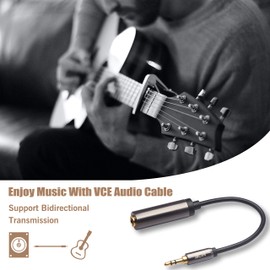 VCE 3.5mm Male to 6.35mm Female Headphone Adapter, 1/4 to 1/8 inch Stereo Cable, Gold Plated Audio Jack for Headphones, Amplifiers, Guitar, Home Theater Devices, Laptop - 8 inch