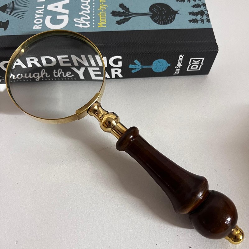 Elegant Regency Style Wooden Handle Magnifying Glass for Reading, Handheld