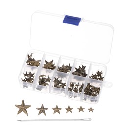 sourcing map 130 Pieces Metal Star Rivets Claw 5-Claw Bronze Hand Pressed Punk Rivets Claw Beads Rivets Cap Nail Head with Large Eyelet Needles for Crafts Leather Clothing Bag Shoes