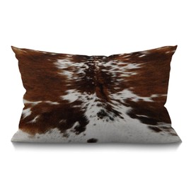 BGBDEIA 30cmx50cm Cushion Cover Rustic Farmhouse Decor Tri Color Brown Cowhide Print Pillowcases Cotton Linen Animal Skin Herd Throw Pillow Case Pillow Cover for Sofa Couch Bedroom,12 x 20 Inch