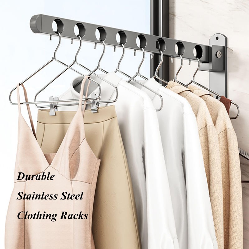 2 Pack Stainless Steel Clothes Hanger Drying Racks, Wall Mount