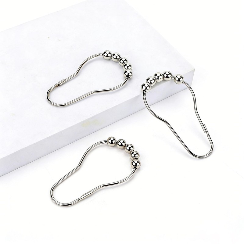 Shower Curtain Hooks Rings, Rustproof Stainless Steel Double Sliding Shower
