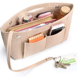 VANCORE Purse Organizer Insert for Handbags, Felt Bag Organizer for Tote & Purse, Tote Bag Organizer Insert Fit Speedy Neverful and More, Nude Large