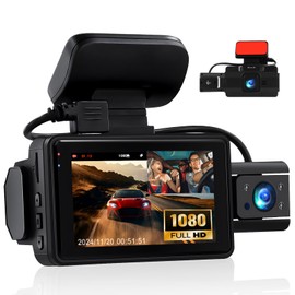 3 Channel Dash Camera for Cars,Front and Rear Inside Car Camera,3 inch IPS Screen Dash Cam Three Way Triple Car Camera with IR Night Vision, Loop Recording,24H Park Monitor Motion Detection