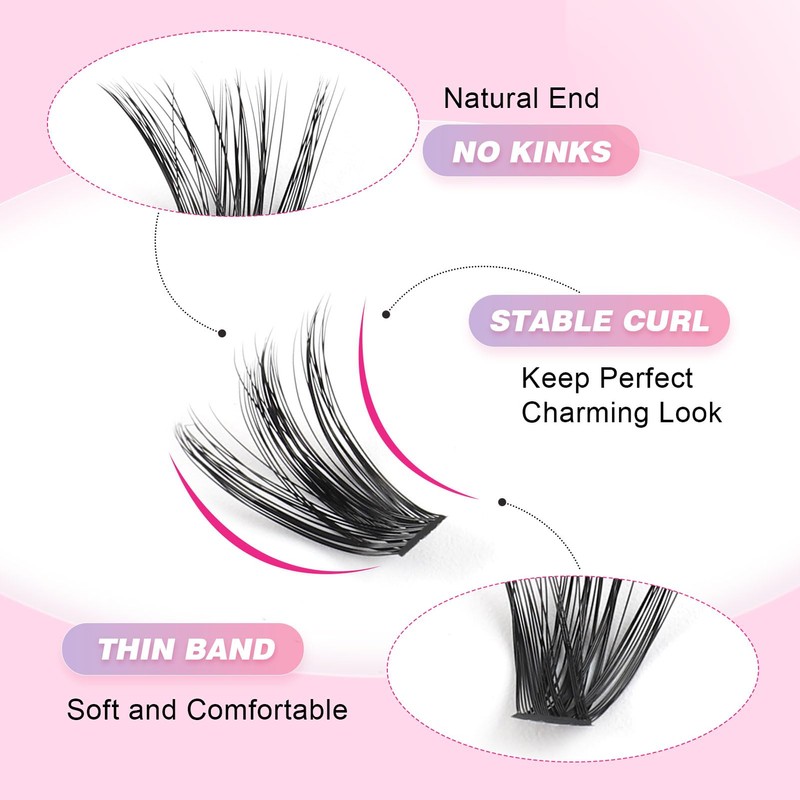 Glowing Win Individual Eyelash Extensions Set DIY 60D Cluster Lashes
